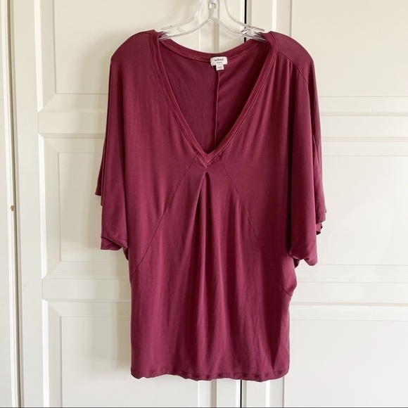 Aritzia Wilfred | Batwing Oversized Shirt Burgundy Size Small - Picture 1 of 7